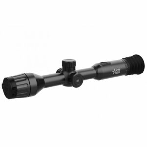 A rifle scope on a white background.